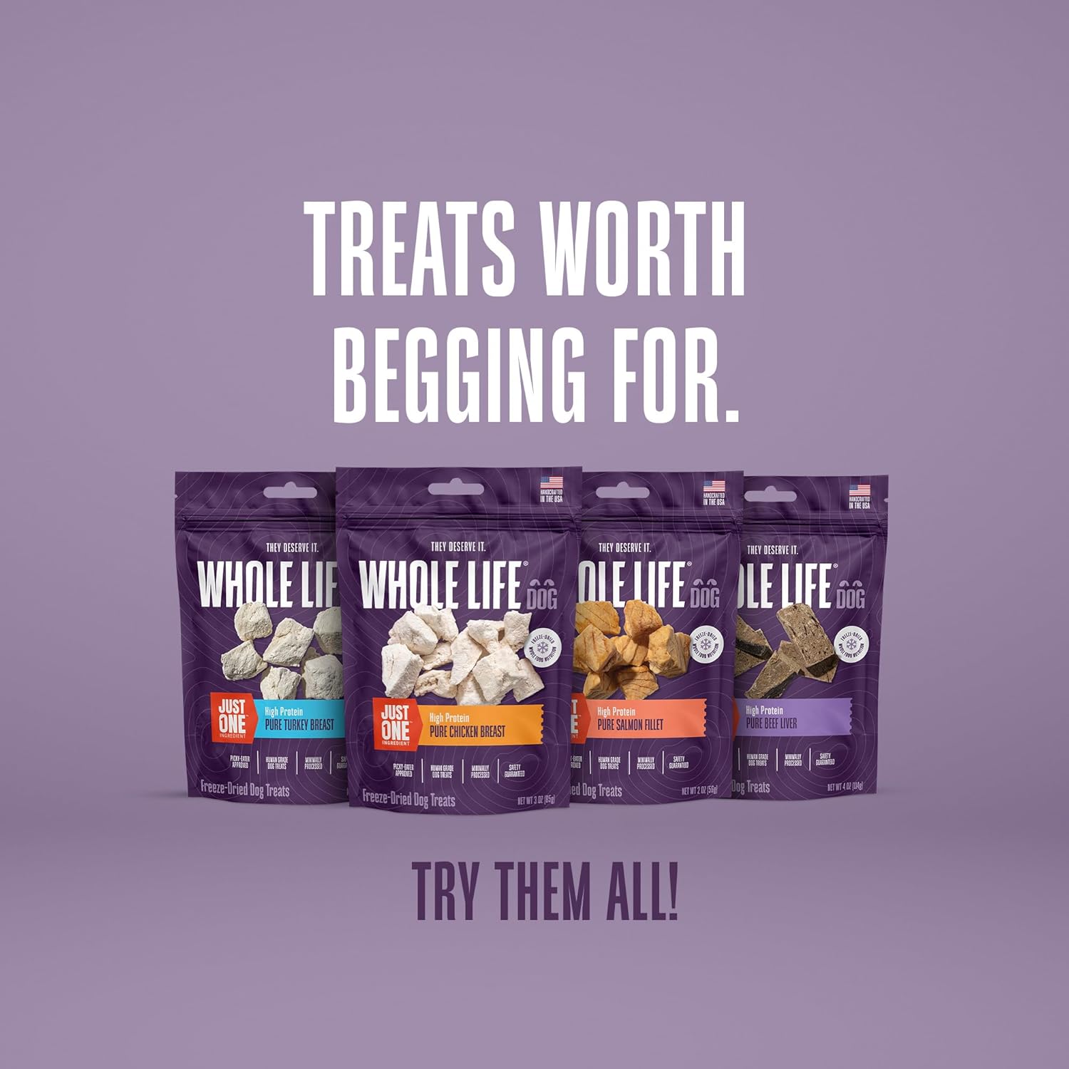 Authentic Whole Life Pet Just One beef liver dog treats package back label details