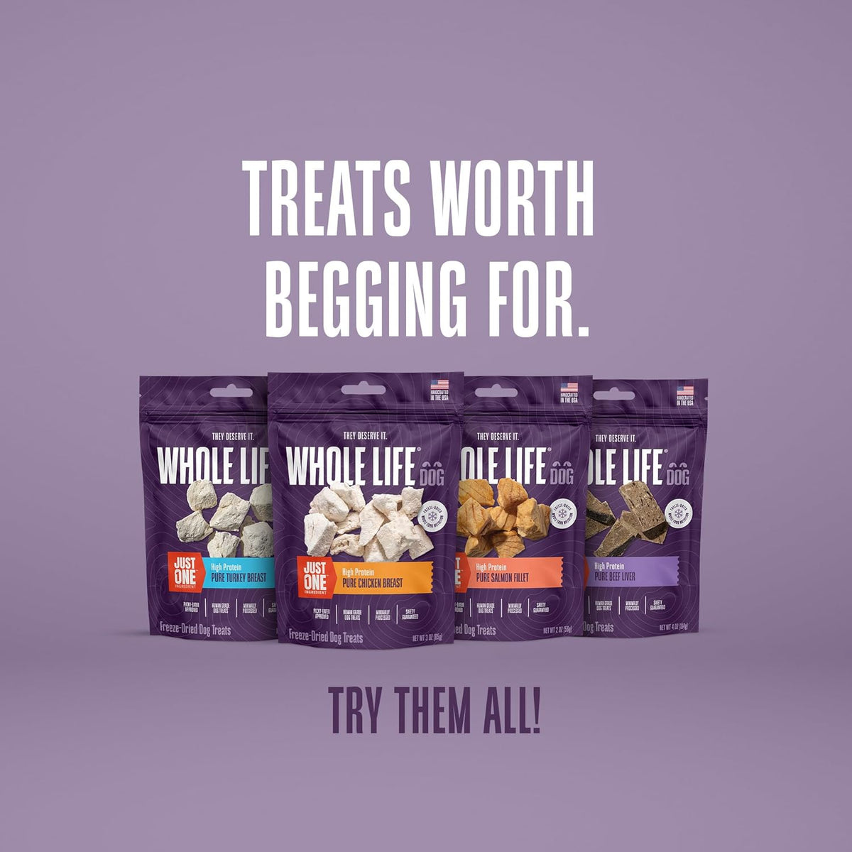Authentic Whole Life Pet Just One beef liver dog treats package back label details