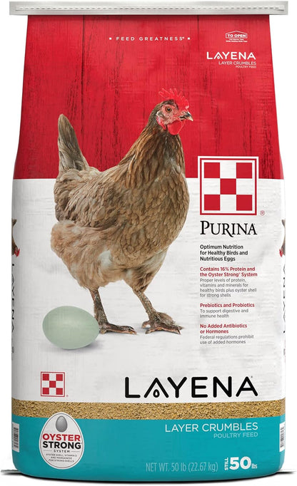 Close up of Purina Layena poultry feed crumble texture