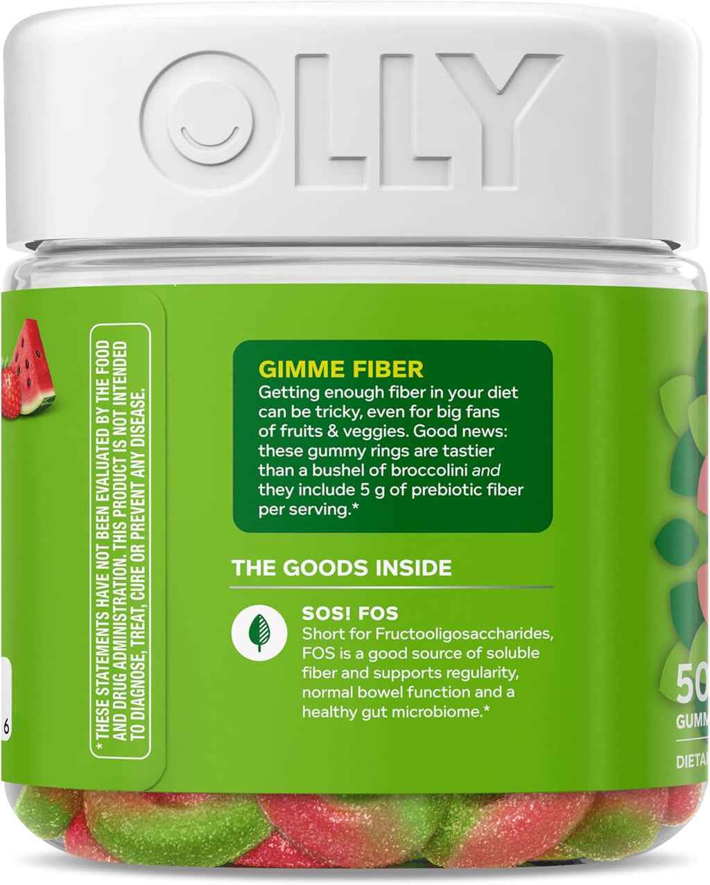 OLLY Fiber Gummy Rings, Digestive Health Supplement, Berry Melon - 50 Count - Image 9