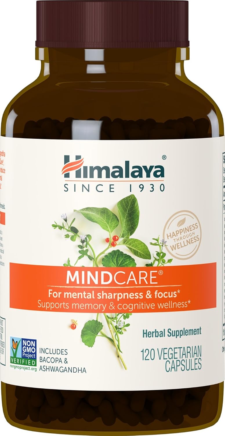 Himalaya MindCare nootropic brain supplement booster 120 capsules front view