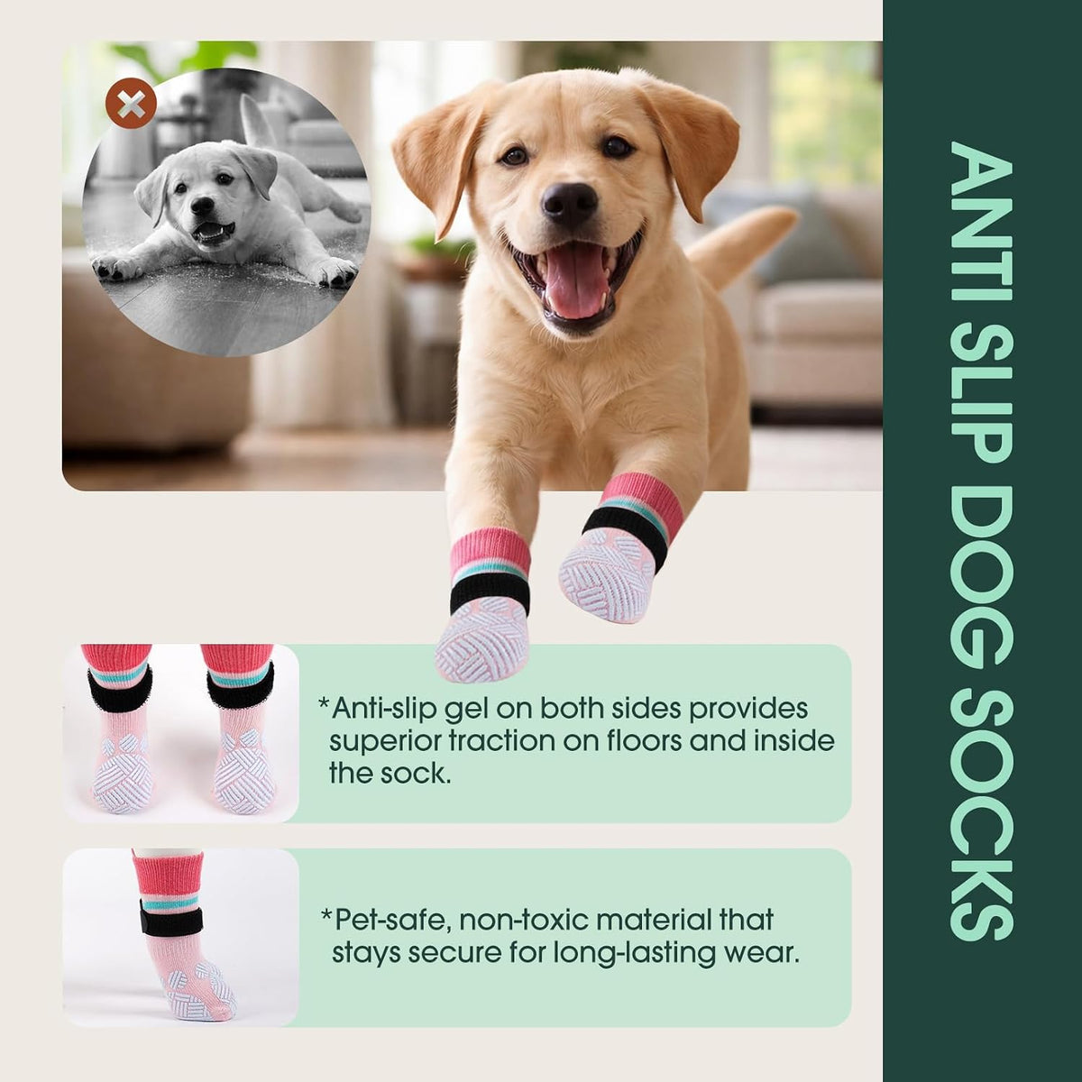 Kuoser dog socks with double-sided silicone grips