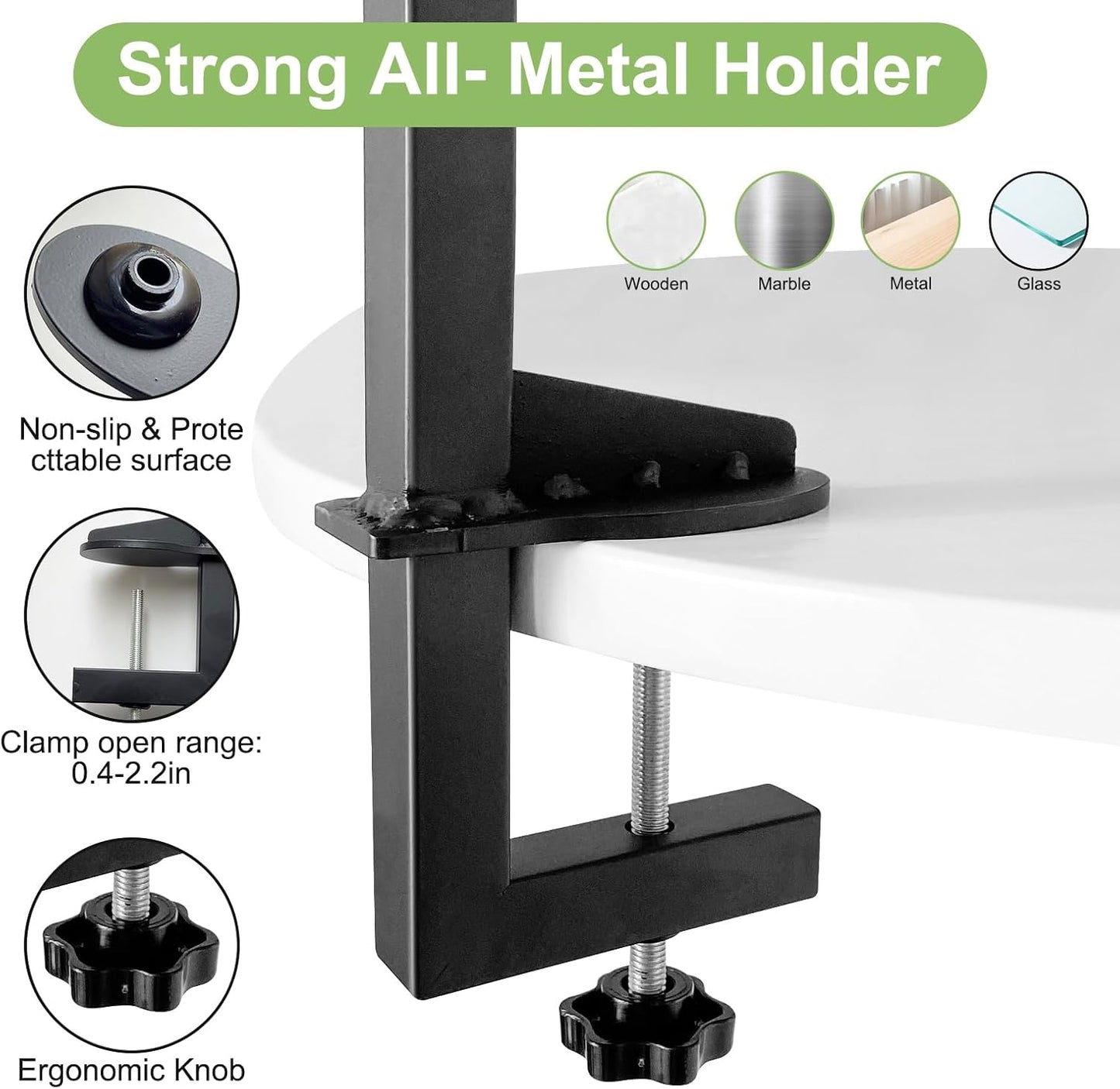 Close up of heavy duty metal clamp for grooming table