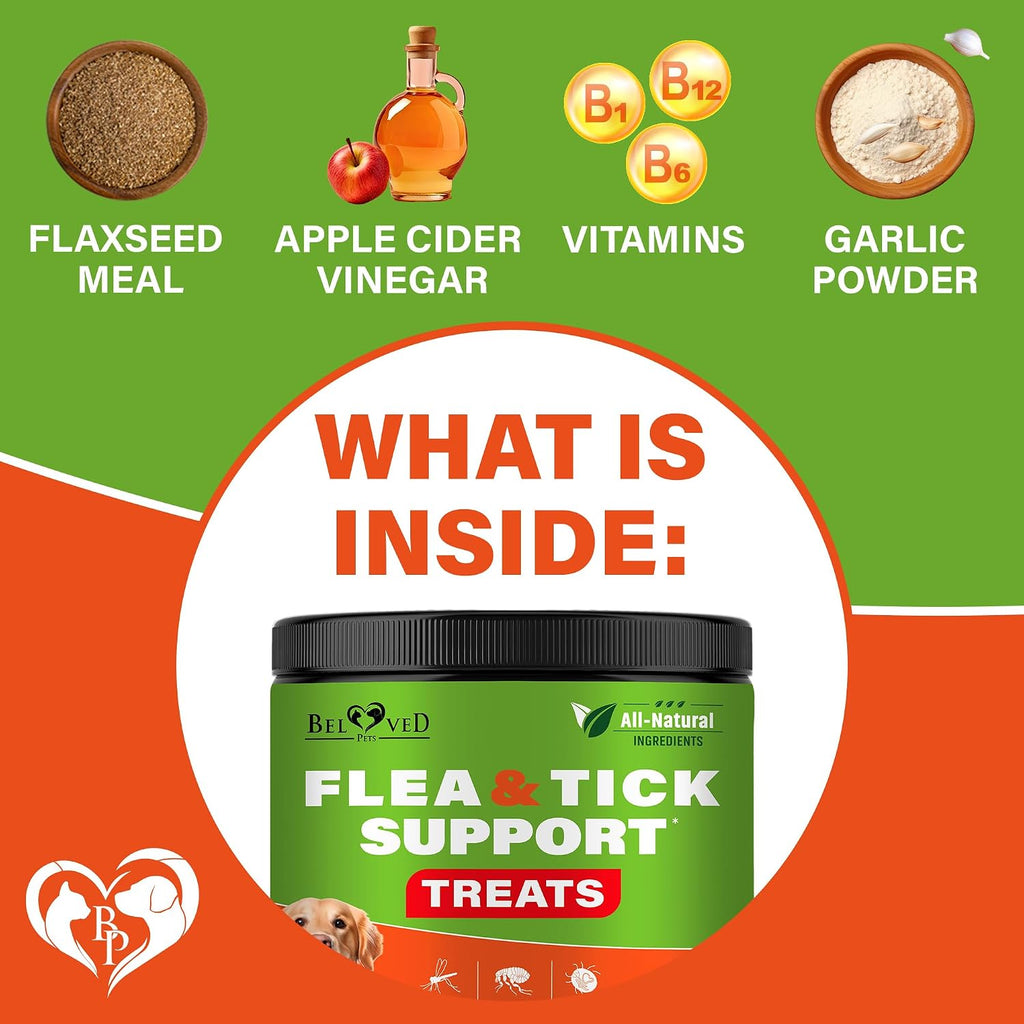 Beloved Pets oral flea treatment for dogs daily multi vitamin supplement container