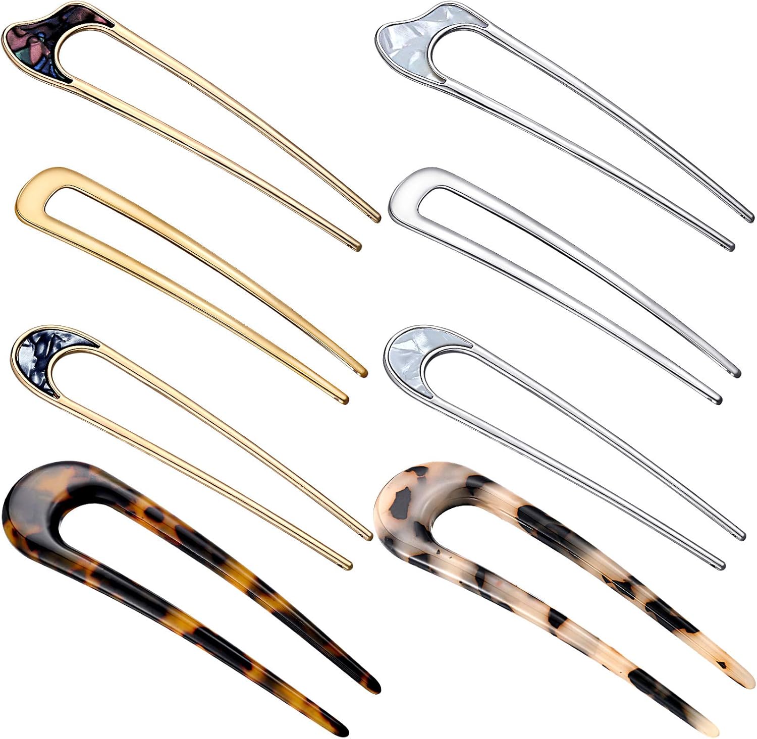 Chuangdi metal U-shaped hairpins front view featuring vintage patterns for women buns