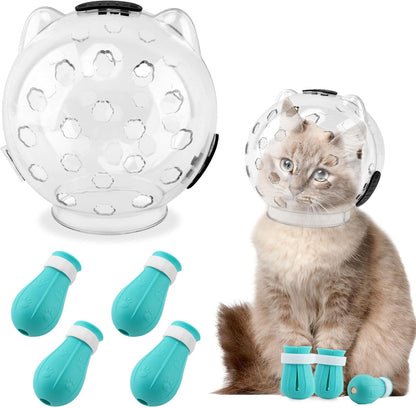 Saycker transparent cat muzzle grooming helmet front view