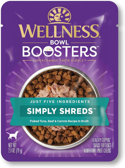 Wellness Bowl Boosters Simply Shreds Wet Dog Food Topper for Small,Medium,& Large Breeds,Grain Free,Natural,Chicken,Beef & Carrots,2.8 Ounce Pouch,(Pack of 24) - Image 10