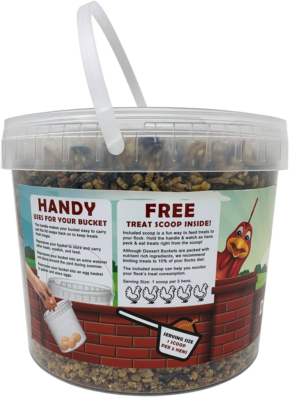 Pecking Order poultry treat bucket with handle and scoop