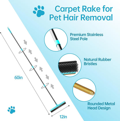 Soccso pet hair remover showing 60 inch long handle