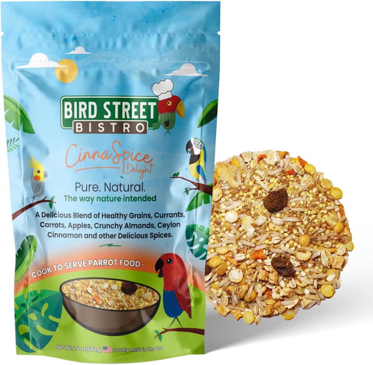Bird Street Bistro Parrot Food for Parakeets & Cockatiels - Hearty Veggies - 20 oz - Cooks in 3-15 min, Natural Grains, Fruits & Vegetables - USA Made - Image 12