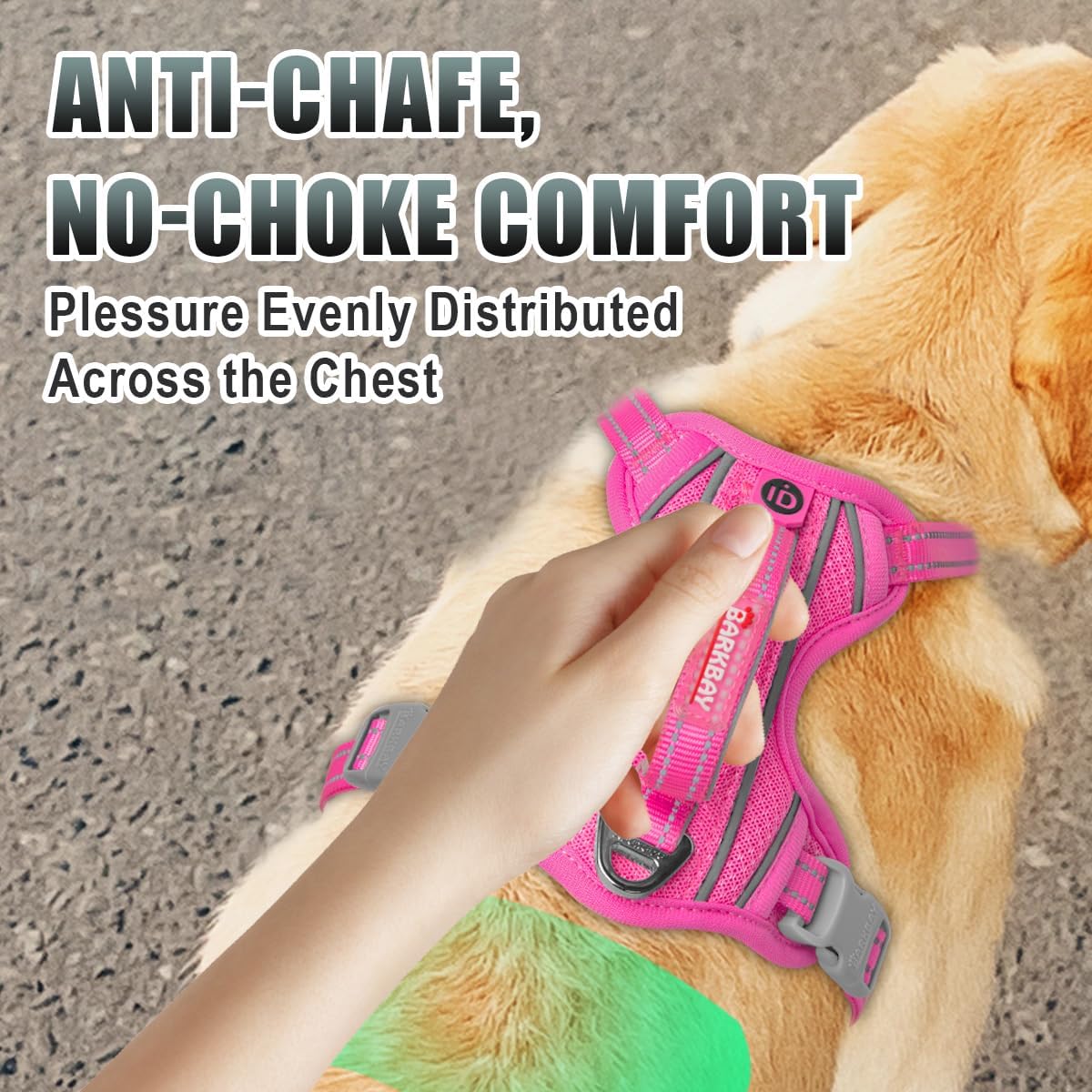 Barkbay dog harness showing the easy control top handle feature