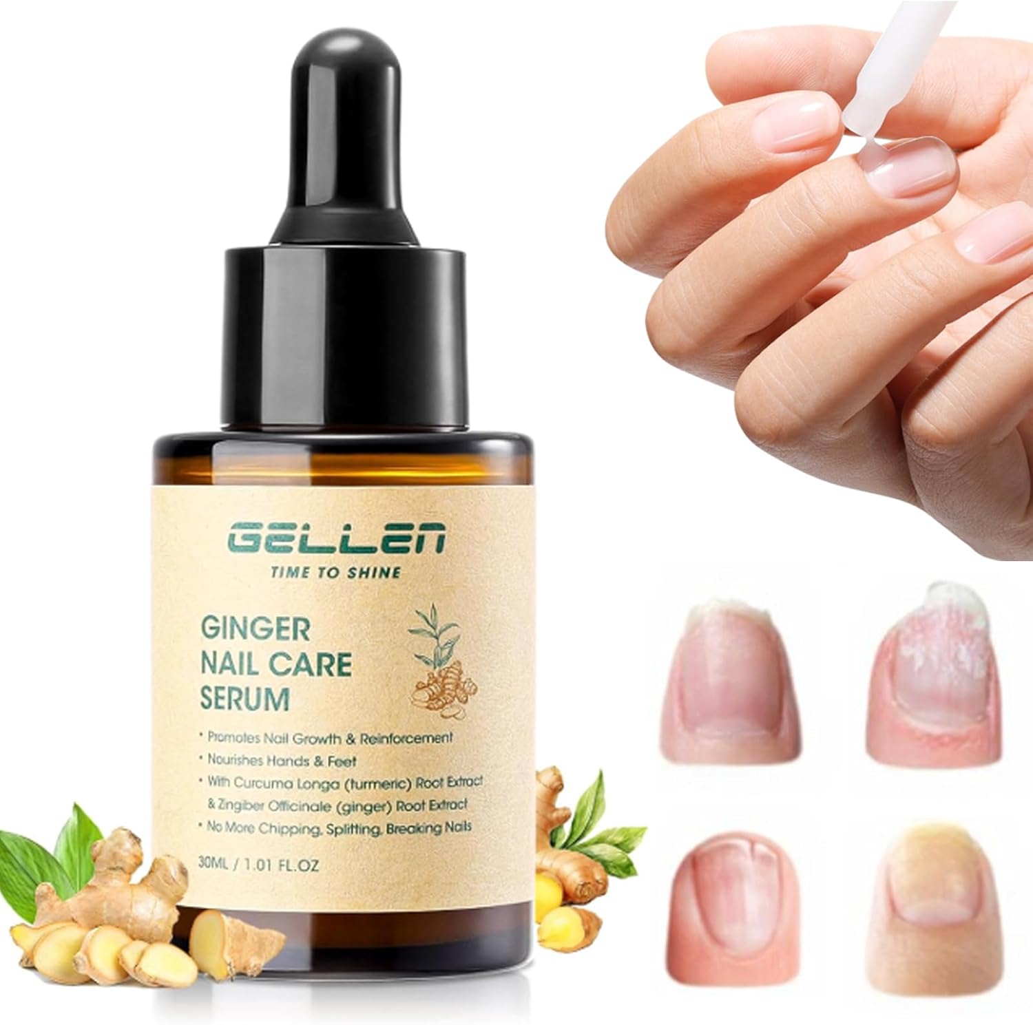 Gellen Ginger Nail Growth Serum bottle front view
