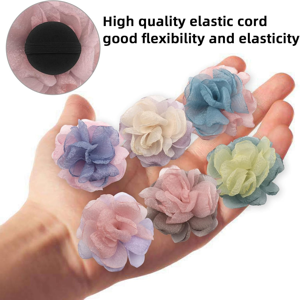 Multi color fabric flowers for pet grooming and styling