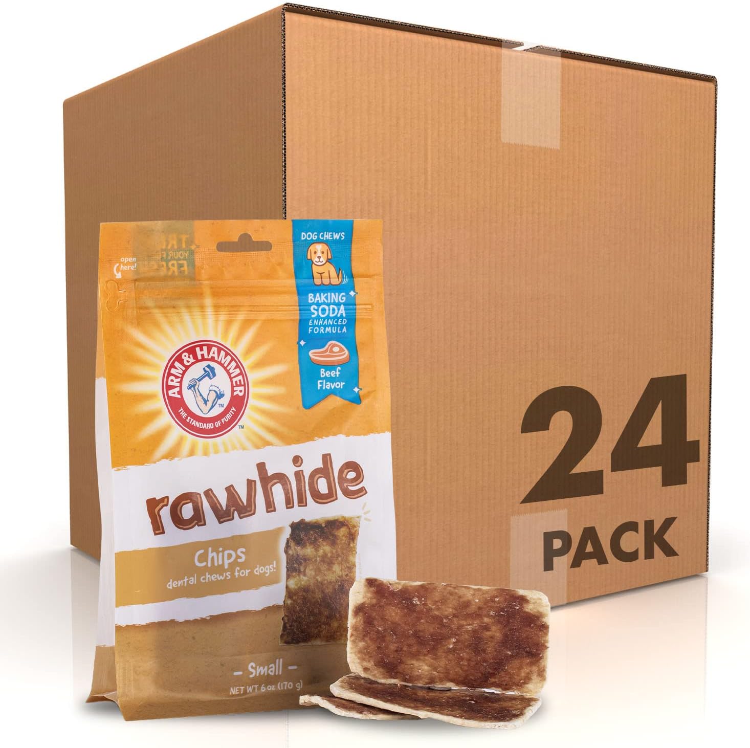 Arm & Hammer for Pets Rawhide Chips for Dogs | Real Dog Rawhide Chews with Beef Coating and Arm and Hammer Baking Soda Enhanced Formula for Fresh Dog Breath (Pack of 1, 12 Count Total) - Image 9