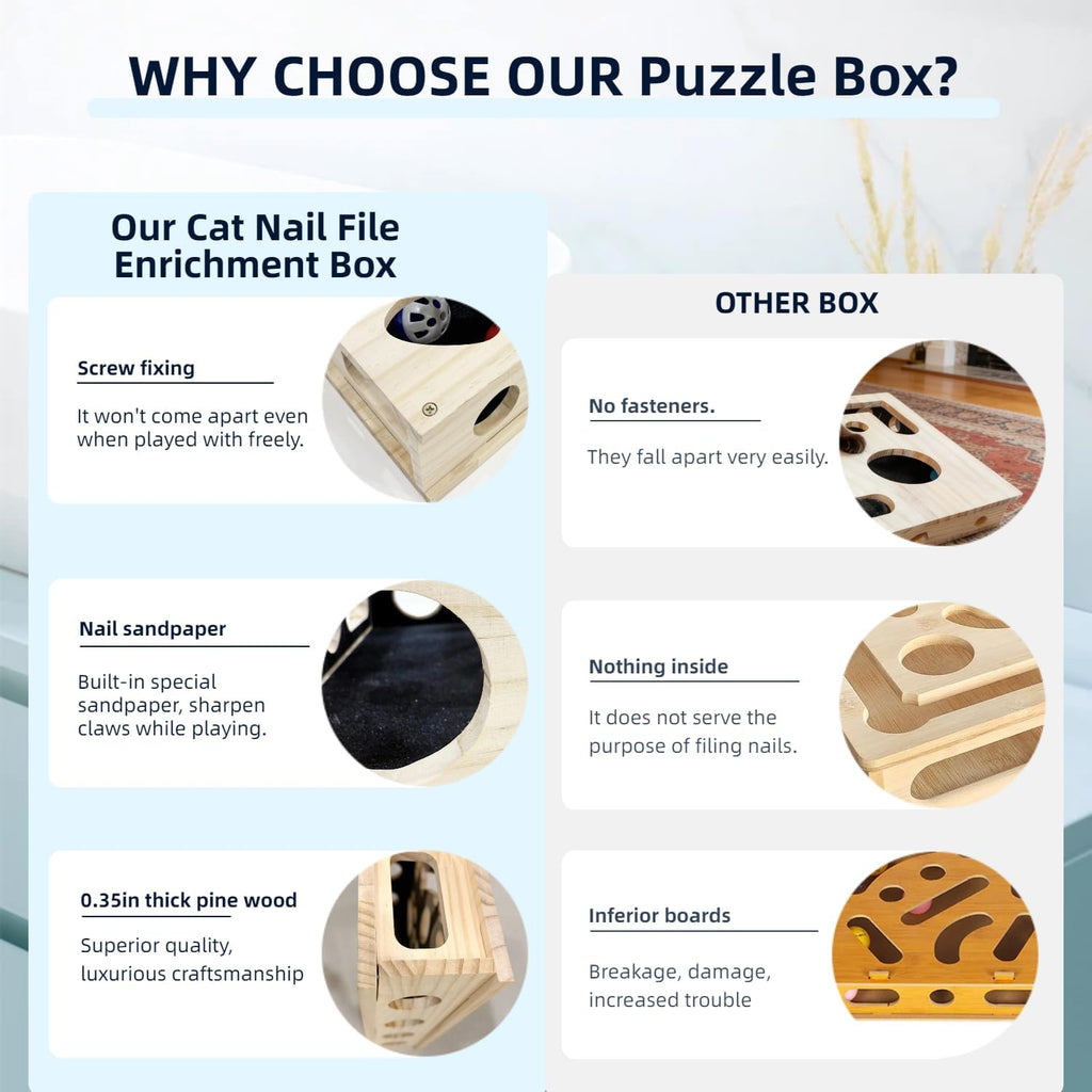 RoadAlchemist cat treat puzzle toy with cutouts for mental stimulation and foraging engagement.