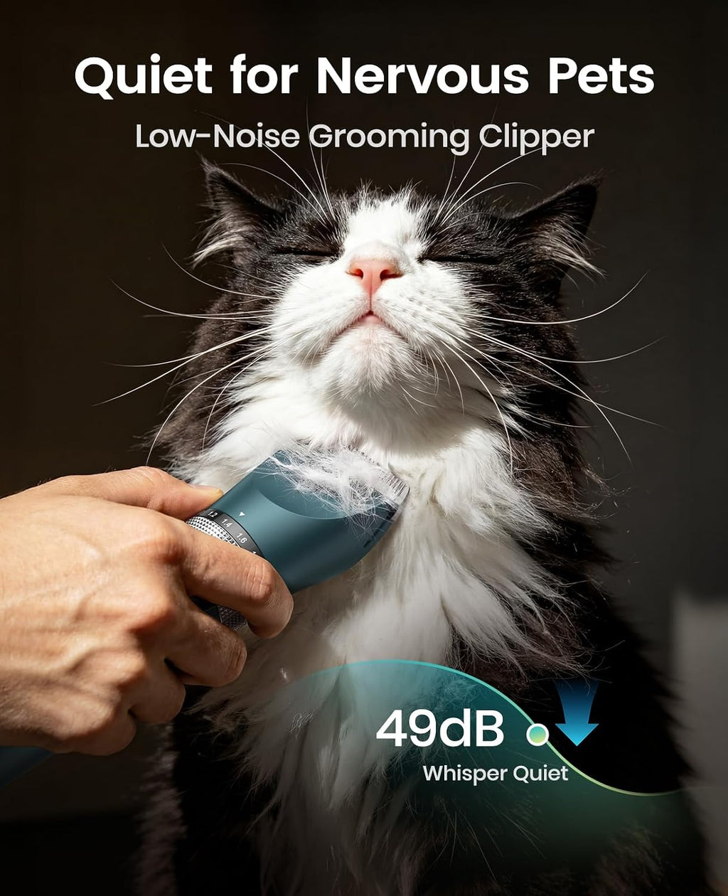 oneisall Cat Clippers for Matted Hair, 5-Speed Quiet Cat Grooming kit - Image 3