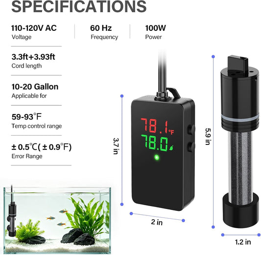 Digital external controller for Hygger aquarium heater