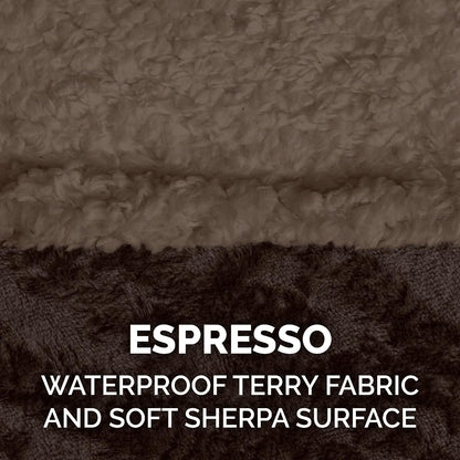 Waterproof interior layer demonstration on a Furhaven pet throw blanket