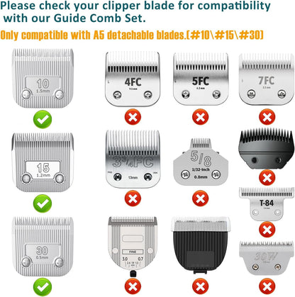 Close-up view of the smooth stainless steel teeth on the Shernbao snap-on guide comb guards