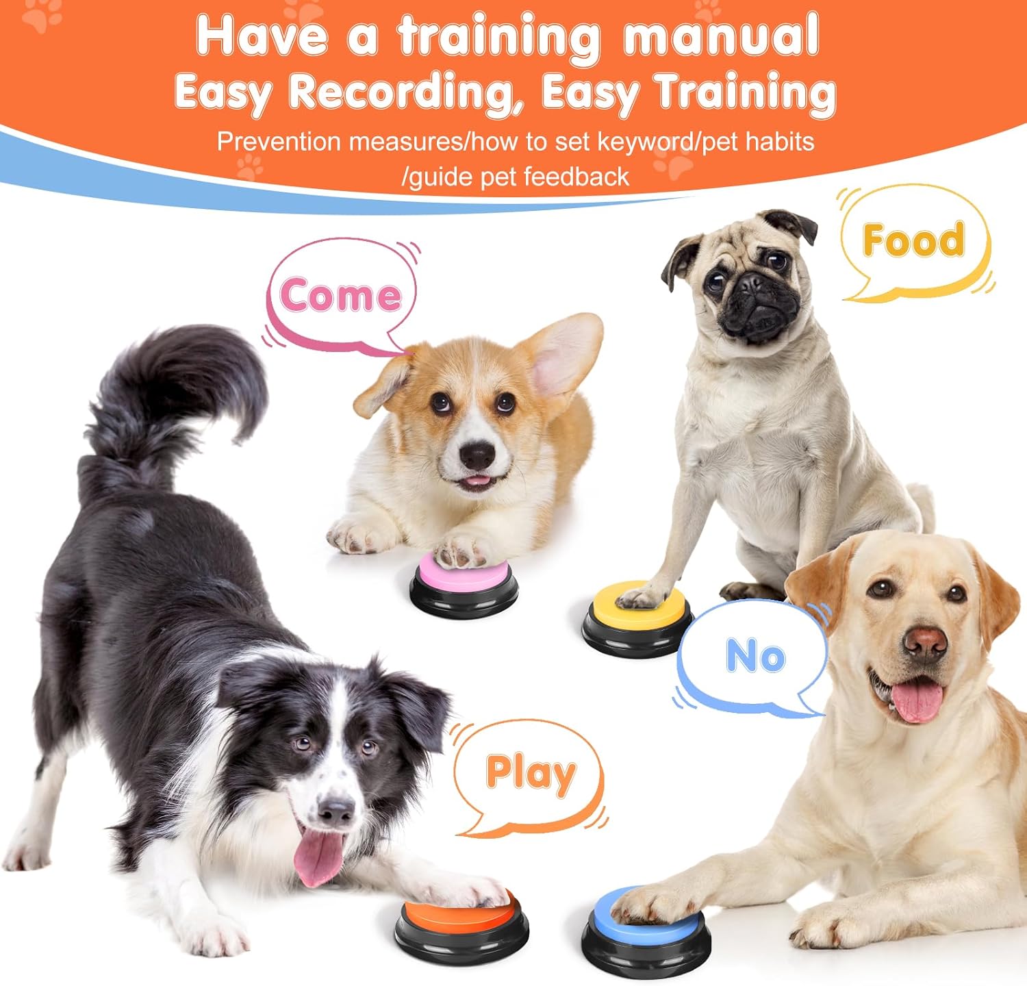 The complete pet speech training set including sixteen batteries and twenty four pattern stickers.