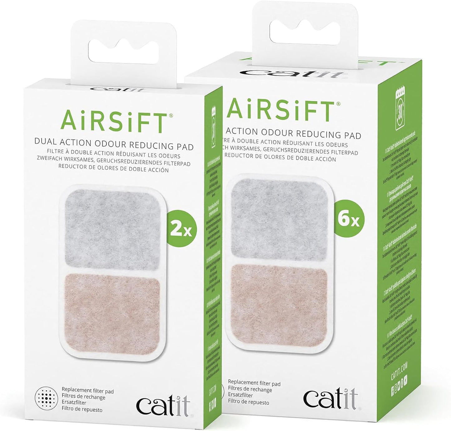 Premium activated carbon and ammonia buster filter pads by Catit for feline freshness
