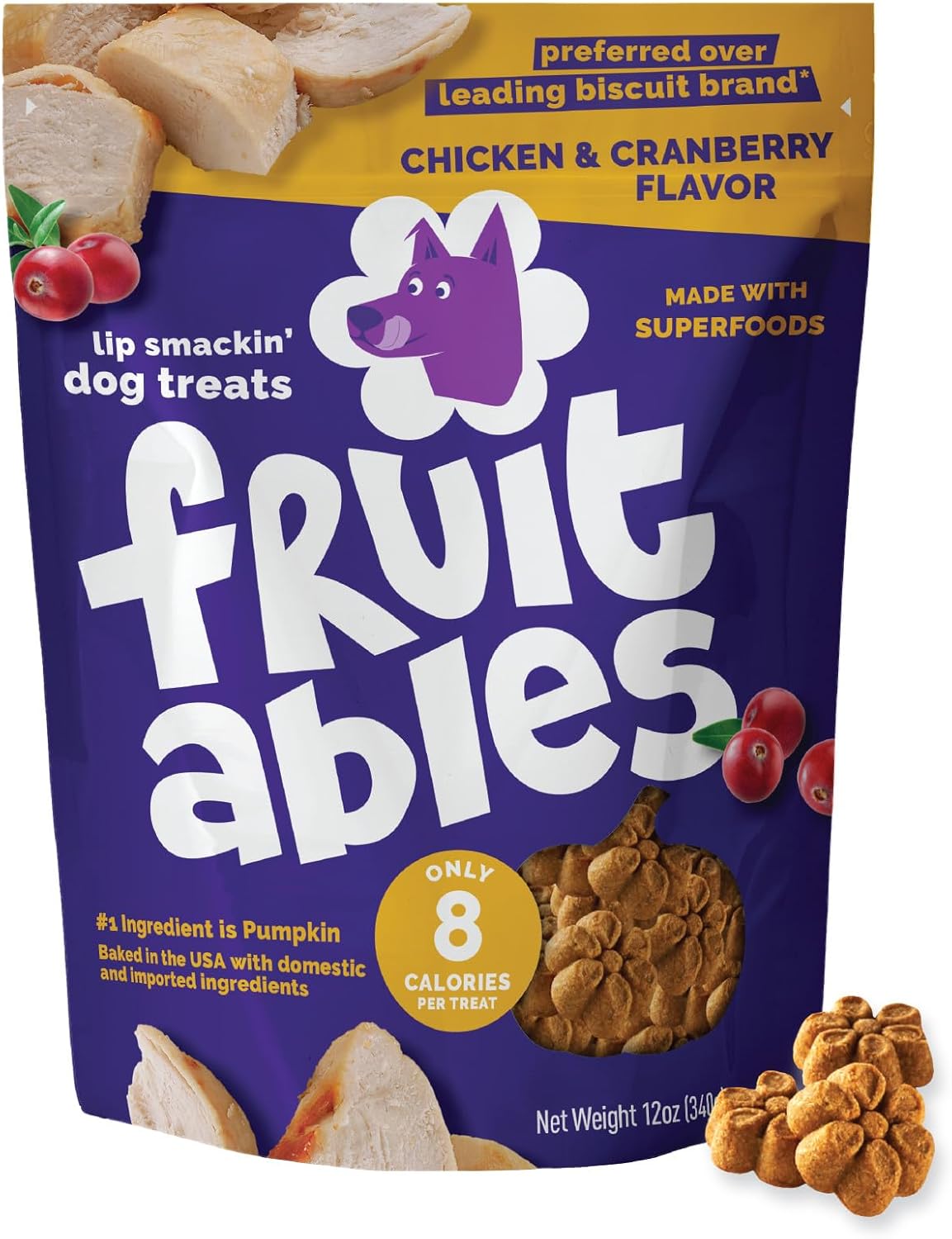 Fruitables Baked Dog Treats, Healthy Pumpkin Treat for Dogs, Low Calorie & Delicious, No Wheat, Corn or Soy, Made in the USA, Pumpkin and Blueberry Flavor, 12oz - Image 15
