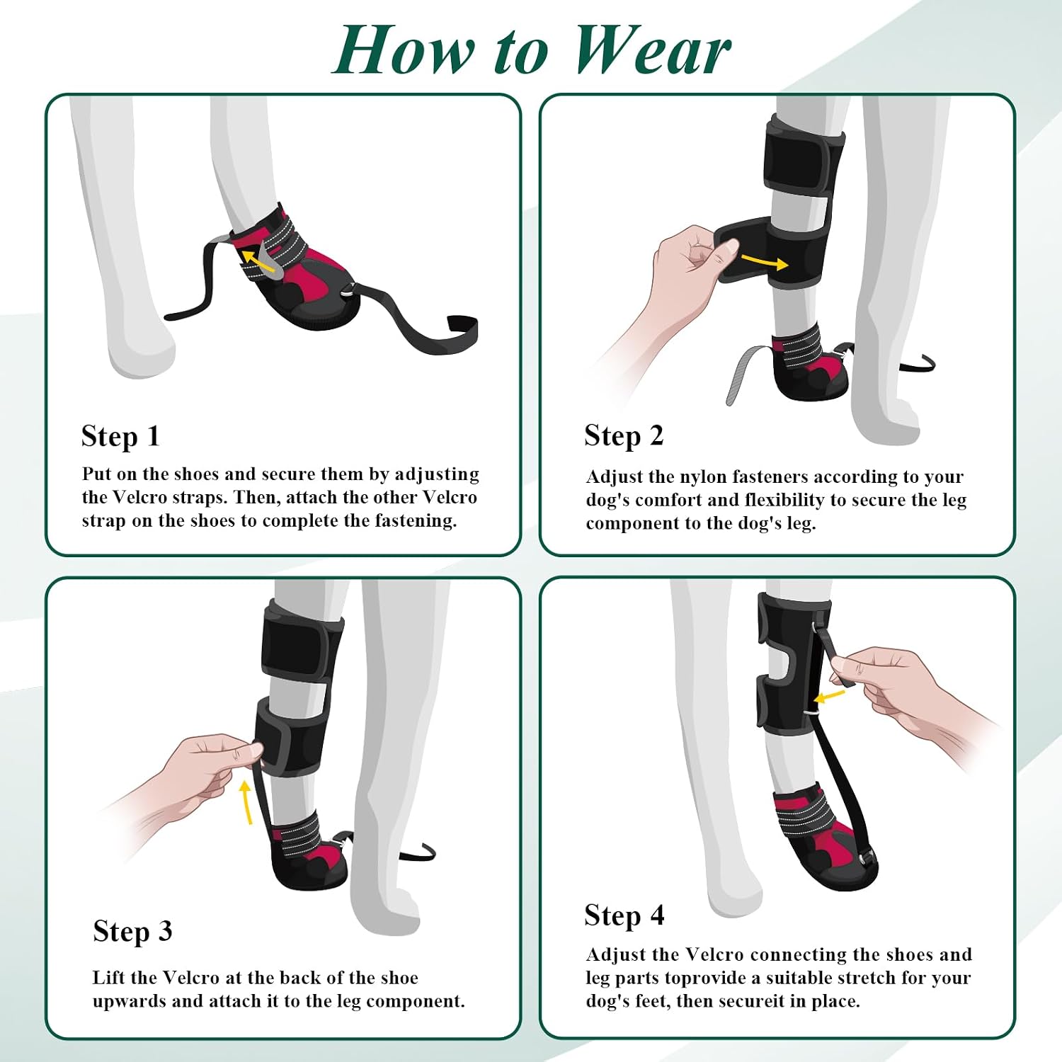 Haggemi orthopedic dog shoes for improved walking gait
