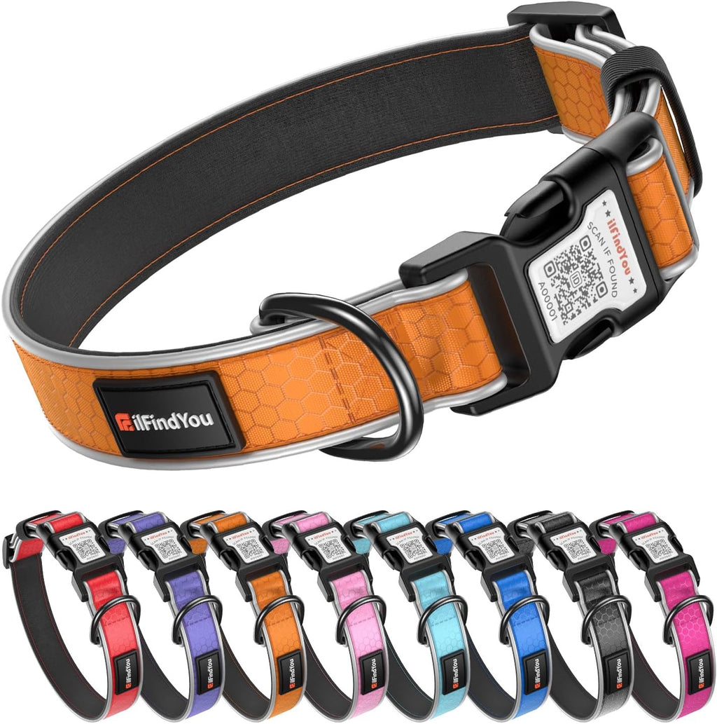 Reflective Dog Collar with QR Code Tag, Personalized Dog Collar, Safety Night Visibility, Anti-Loss Function (Pink-02, Large) - Image 9