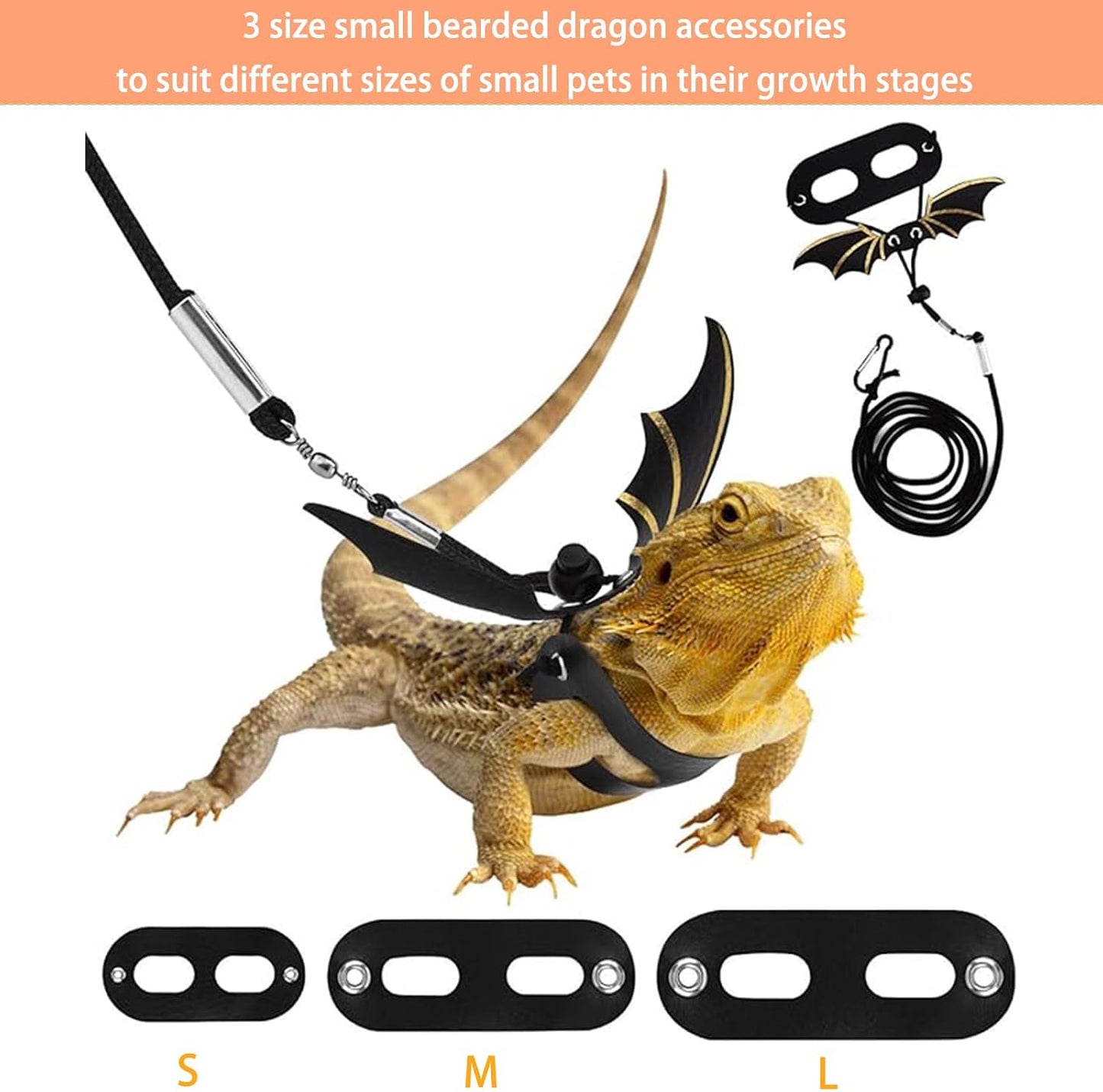 Bearded Dragon Carrier with Harness and Leash Set Large Small Animal Carrier Backpack Bubble Window Portable Small Pet Carrier for Reptile Lizard Rabbit Bird Guinea Pig Cat Travel Walking - Image 4