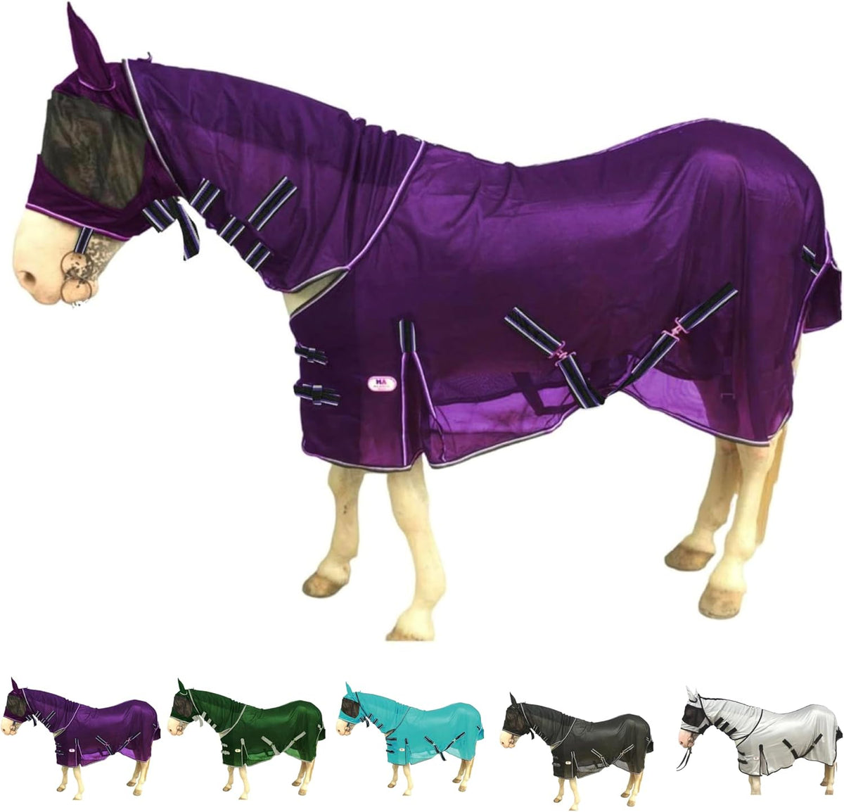 Majestic Ally horse turnout sheet close up on the breathable mesh fabric texture and quick adjust straps