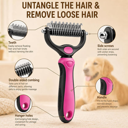 Emily Pets pink deshedding brush for long haired dogs and cats