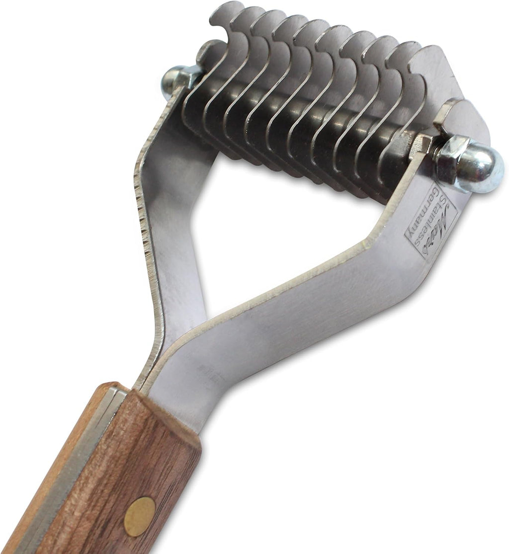 Mars Coat King professional pet grooming rake with wooden handle