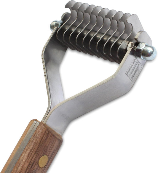 Mars Coat King professional pet grooming rake with wooden handle