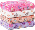 Tatuo 4 Pack Fleece Dog Blankets for Puppy Cats Multi-Size Sleep Mat for Pet Guinea Pig Soft Washable Warm Crate Bed Puppy Teething Toys Print Pattern Blanket Indoor(Mixed Color,24 x 16 Inch,Paw) - Image 12