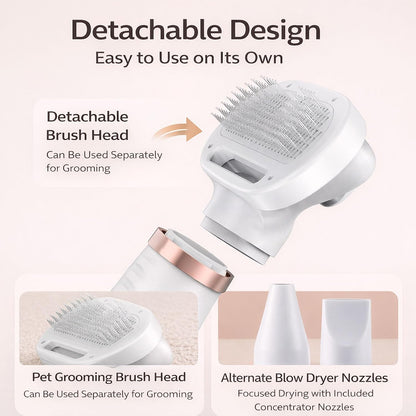 Side profile of Libstp steam pet brush showing ergonomic handle