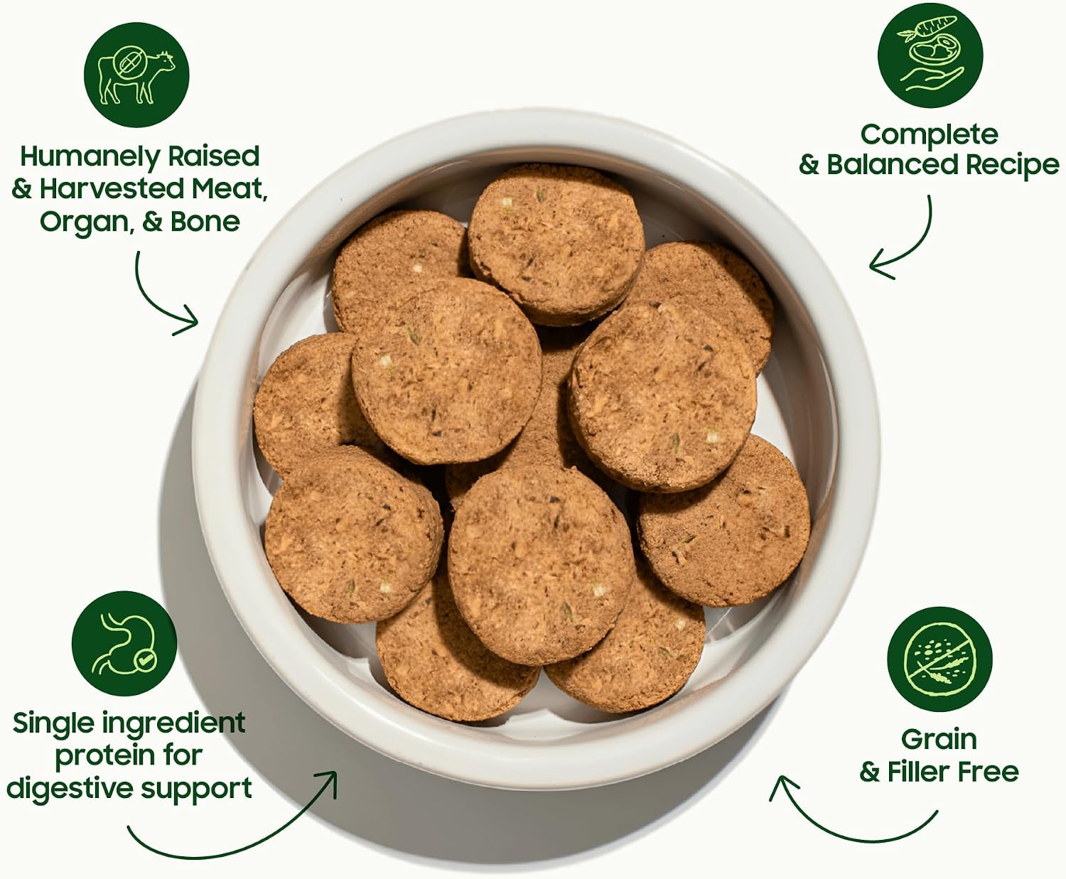 Smallbatch raw beef sliders freeze dried dog food close up details