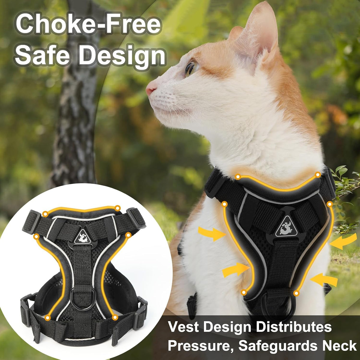 Kodervo reflective cat harness side profile for safety