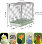 Bird Carrier Travel Cage - 304 Stainless Steel Portable Folding Bird Travel Cage with Parrot Feeder Cups & Standing Perch for Smaller Birds Conures Lovebird Cockatiel Parakeets (Green) - Image 4
