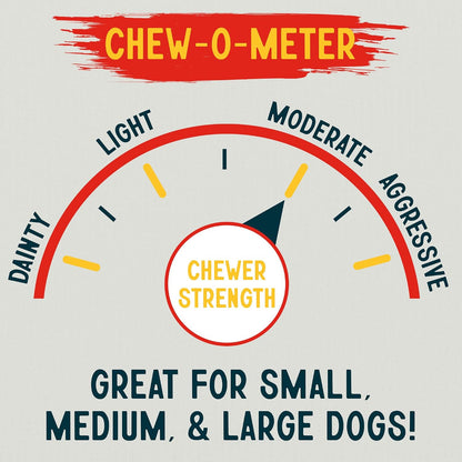 Canine Chews thick cut rawhide chips being held to show relative scale and thickness
