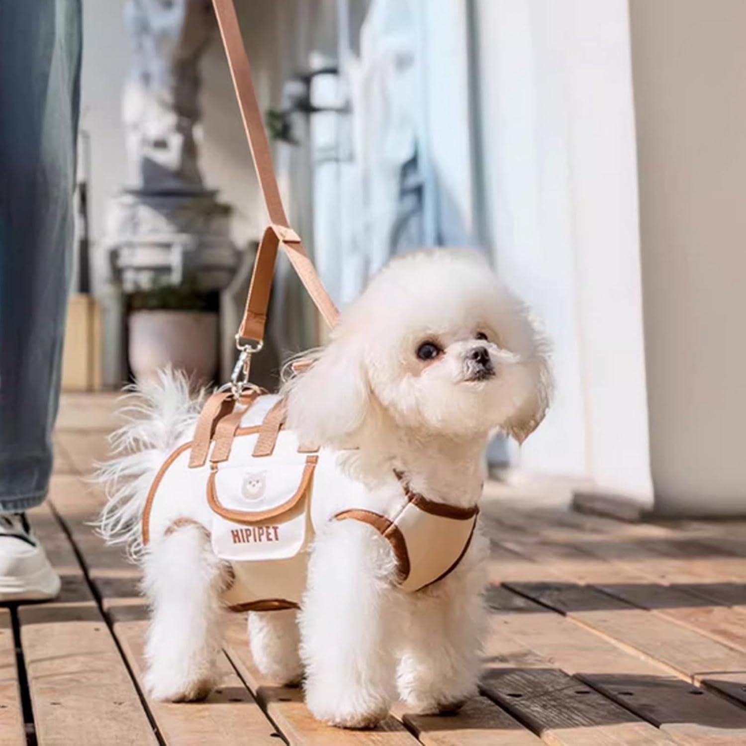 Person using Senecesli dog carrier as a shoulder sling