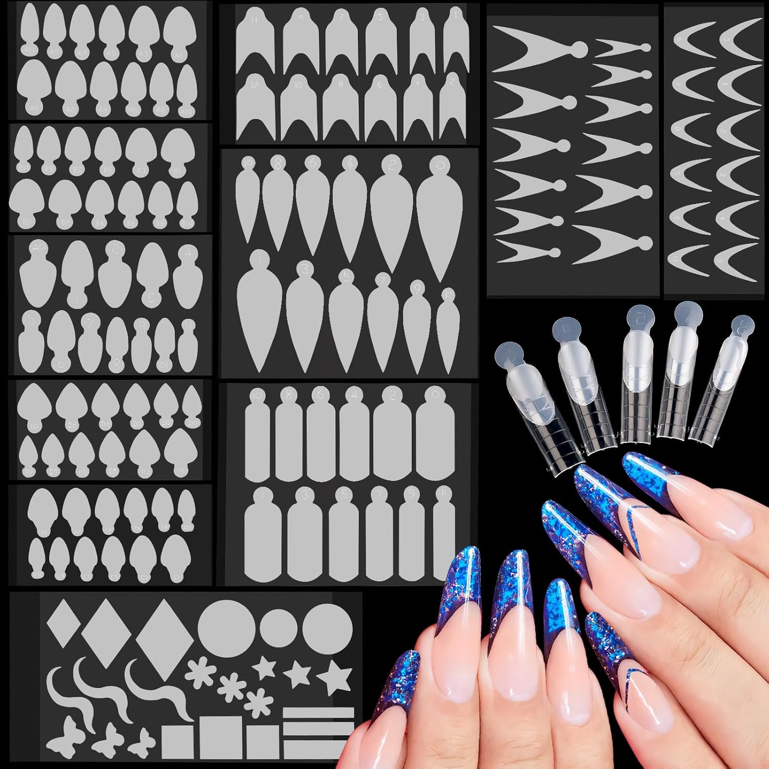 Ebanku French Nail Forms 144 Pieces silicone sticker set front view