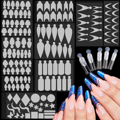 Ebanku French Nail Forms 144 Pieces silicone sticker set front view