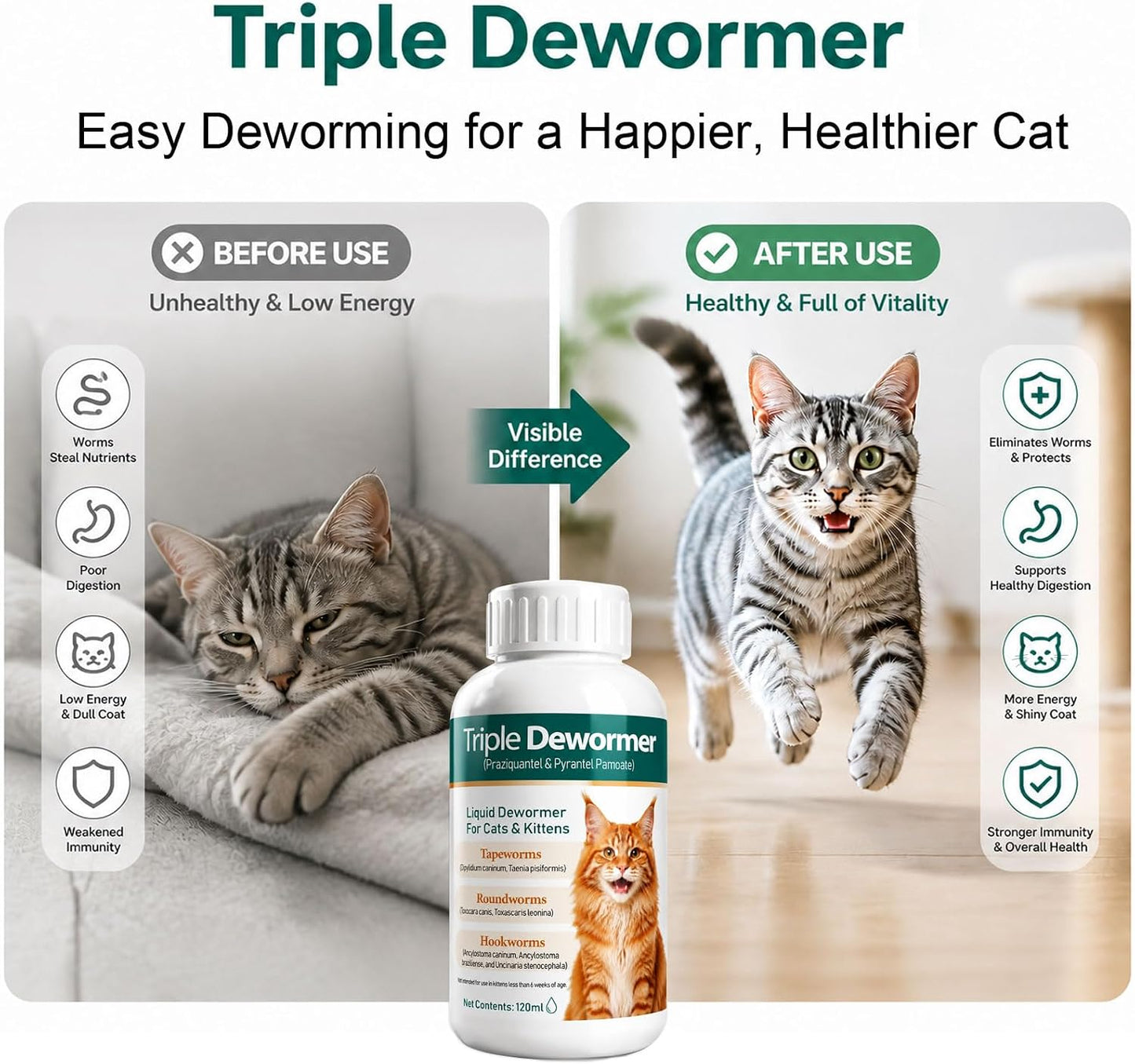 Xaviro 3 in 1 feline liquid wormer being mixed into wet food for picky eaters