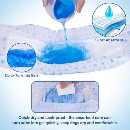 Pet Soft disposable pet nappies illustrating the double layer leak protection edges