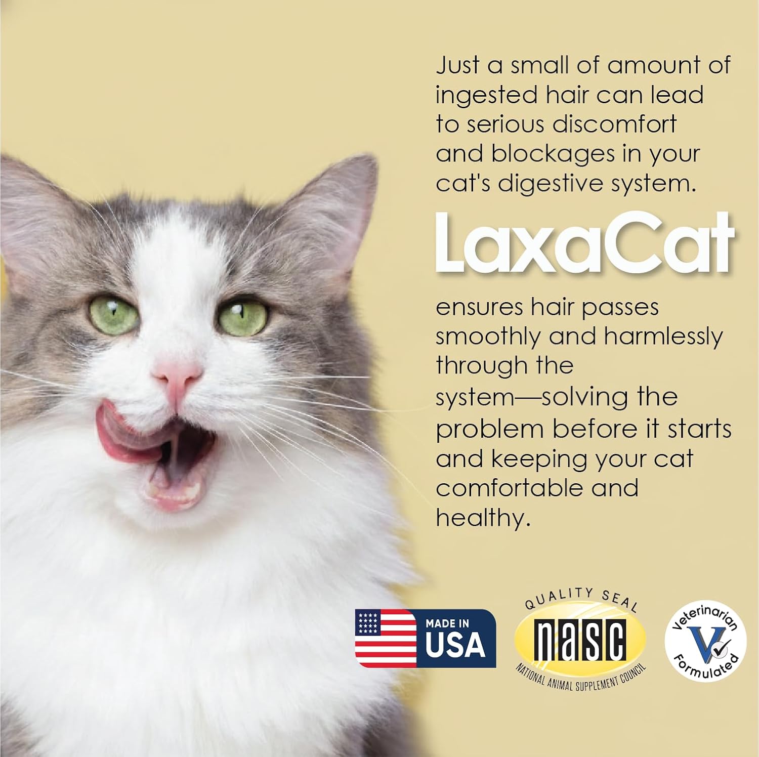Pet health supplement for feline furball control and digestion