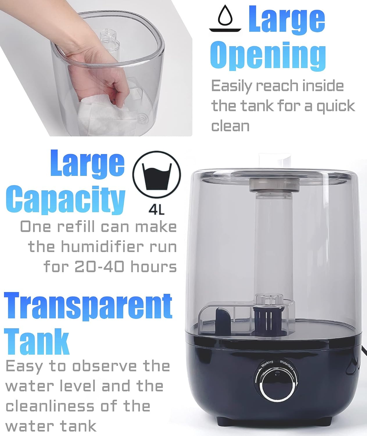 AUAAQ reptile mister top lid removed for easy water filling and cleaning.