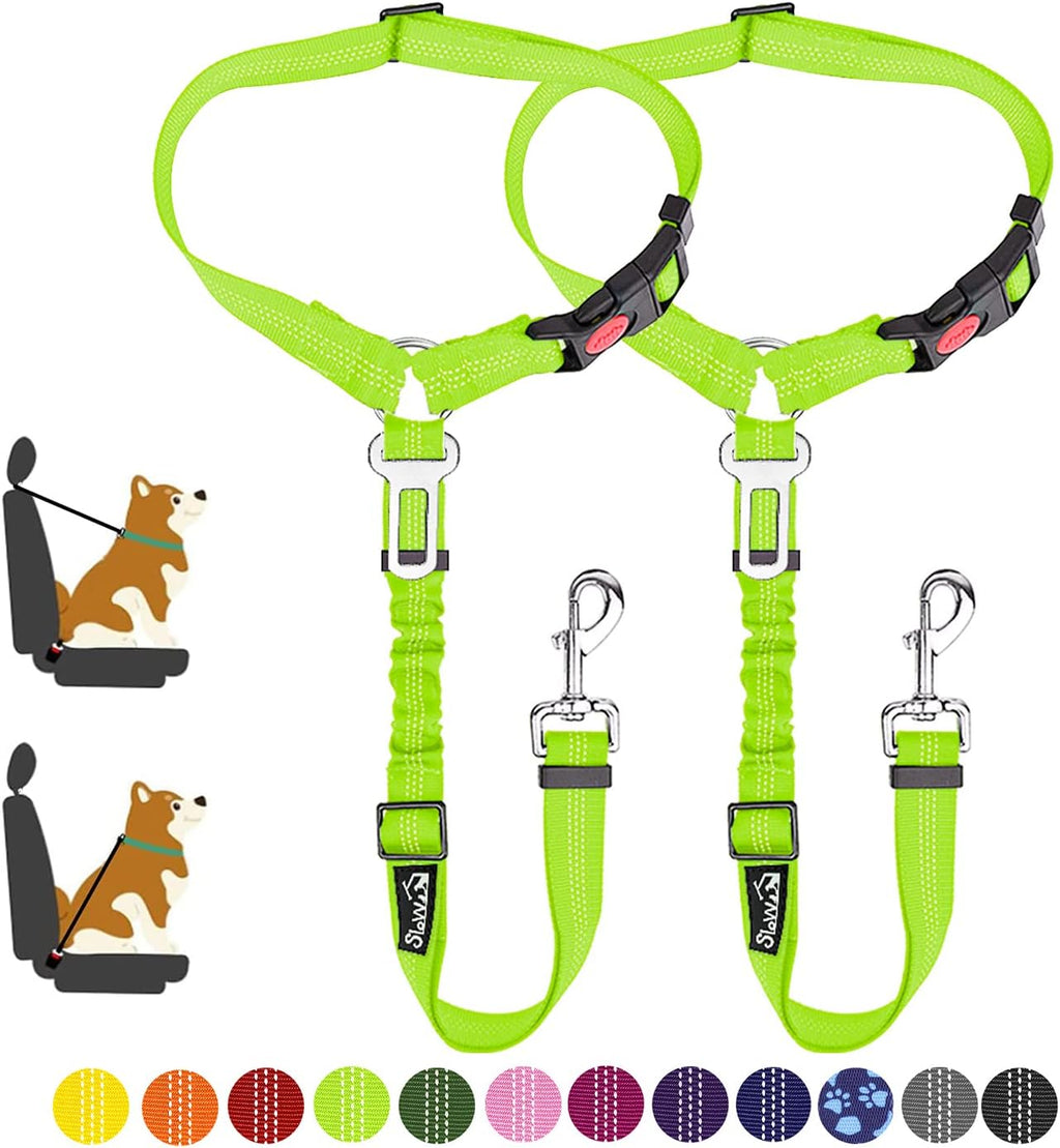 SlowTon Dog Seat Belt for Car, 2 Pack Dog Car Harness Seatbelt Adjustable with Elastic Bungee Buffer, 2 in 1 Pet Car Leash Headrest Restraint Dog Reflective Safety Tether (Black, Headrest+Clip) - Image 11