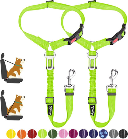 SlowTon Dog Seat Belt for Car, 2 Pack Dog Car Harness Seatbelt Adjustable with Elastic Bungee Buffer, 2 in 1 Pet Car Leash Headrest Restraint Dog Reflective Safety Tether (Black, Headrest+Clip) - Image 11