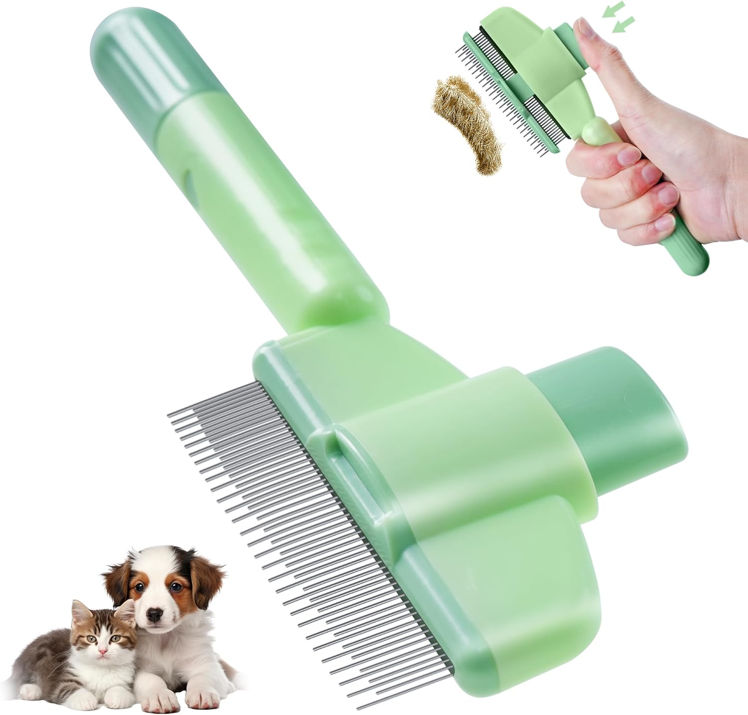 Pet Hair Removal Comb,New Cat Brush with Release Button,Pet Grooming Brush for Short&Long Pet Hair,Deshedding Brush for Pet (yellow) - Image 9