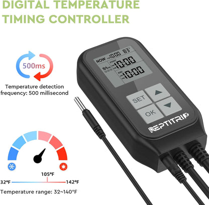 REPTITRIP reptile temperature controller buttons and programming interface close up